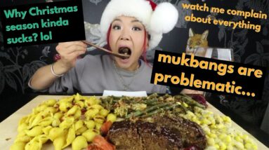 Vegan Christmas Dinner MUKBANG (Nut Roast, Mac & Cheese) / Munching Mondays Ep.104