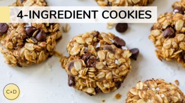 4 INGREDIENT PEANUT BUTTER OATMEAL COOKIES | healthy oatmeal breakfast cookies