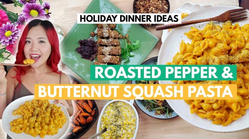 Creamy Butternut Squash & Roasted Pepper Pasta RECIPE (2021 Vegan Christmas Dinner Recipes - part 2)